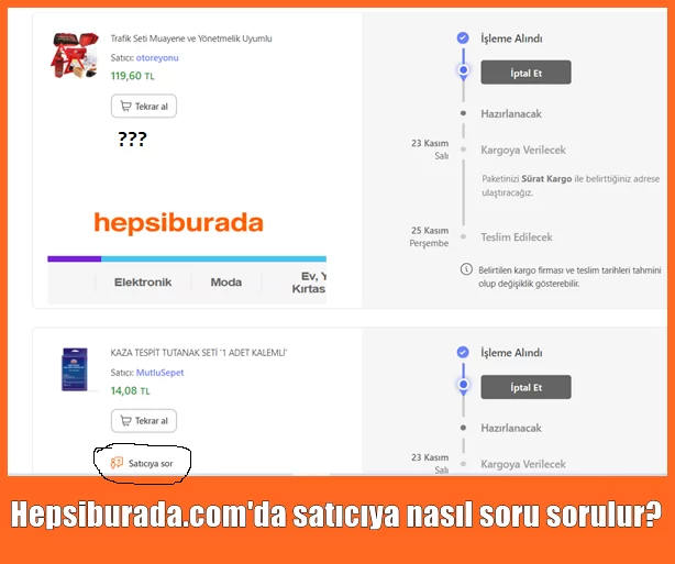 Hepsiburada da satıcıya nasıl soru sorulur?